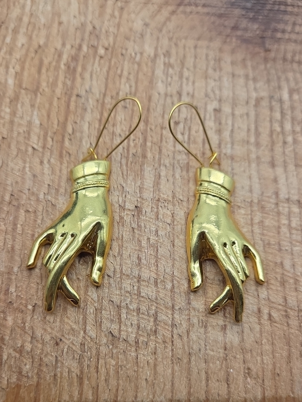 Gold Hand Earrings by Ravenstone